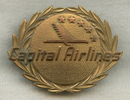 Last Design (Late 1950s) Capital Airlines Pilot Cap Badge (Type II)