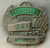 1960's Teamster Member Badge from Local 741 in Seattle, Washington