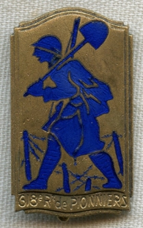 Late 1930s-WWII Badge for French 618e Rgiment de Pionniers (618th Pioneer Regiment)