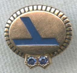1970s Eastern Air Lines 10 Years of Service Pin in 10K Gold