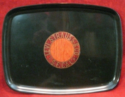 1970s Levi Strauss & Co. Sales Award Tray with Wood and Brass Inlay