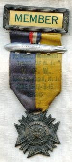 Wonderful 1926 7th Encampment New Jersey VFW Member Badge from Lakewood with Airship!