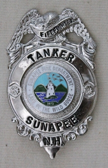 Unusual 1980's - 90's Sunapee, New Hampshire Fire Department 'Tanker' Badge