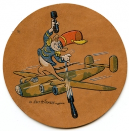 Beautiful WWII Disney Designed 831st Bomb Squadron 485th Bomb Group 15th AF Leather Patch