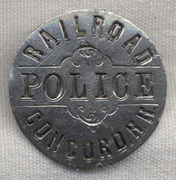Ext Rare 1860s Concord Railroad CRR Police Badge from New Hampshire by Twitchell & Blodgett Boston