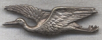 WWI French Aviation Patriotic Stork Pin in Silver Plated Brass