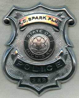 WWII Era A. C. Spark Plug Company Police Badge