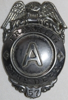 Nice 1890's Franklin, New Jersey Fire Dept. Badge with "A" in Center