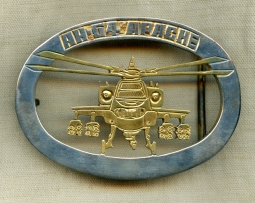 Wonderful Late 1980's AH-64 APACHE Attack Helicopter Promotional McDonnell Douglass Belt Buckle