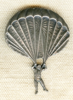 Rare WWII Airborne Parachutist Pin in Sterling by Robbins