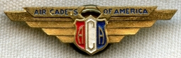 Early 1930s Air Cadets of America (ACA) Lapel Wing by F.H. Noble & Co. of Chicagoo