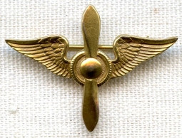 BEING RESEARCHED - Beautiful 1920s-30s Aviation Lapel Pin in 10K Gold - NOT FOR SALE UNTIL IDed
