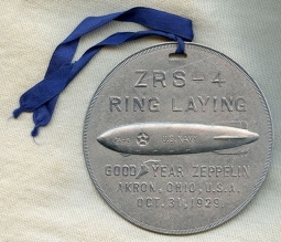 Very Rare 1929 USS Akron Ring Laying Ceremony Medal (ZRS-4)