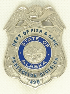 Scarce ca 1960 - 1972 Alaska Fish & Game Protection Division Seasonal Help Badge #430