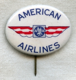 1930s American Airlines Celluloid Badge by Bastian Bros.