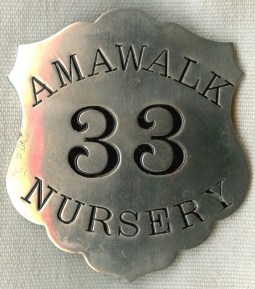 Minty 1920s Amawalk Nurseries (Yorktown, New York) Worker Badge First Live National Tree Grower