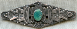 Lovely Vintage 1940's Native American Turquoise & Silver Thunderbird Brooch