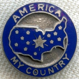 Unusual 1920's - 30's Lapel Pin "America My Country" with 13 Star Silhouette of US Union Made