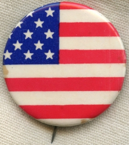 Vintage 1960s United States Flag Celluloid Pin