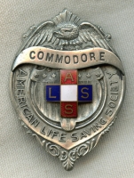 Extremely Rare Circa 1900 American Life Saving Society (ALSS) Commodore Badge