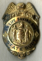 Rare 1910s-1920s American Life Saving Society (ALSS) New Jersey State Superintendent Badge