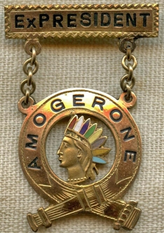 1950's Greenwich, CT Amogerone Fire Co. #1 Ex-President Suspension Badge Named to Fred D. Barrett