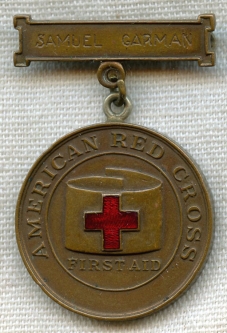 1920 Dated American Red Cross (ARC) First Aid Medal Named to Zoologist Samuel T. Garman