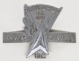 Rare & Historic JFK KENNEDY Related Early 1960's Hat Badge of Dallas, TX Armored Motor Service AMS