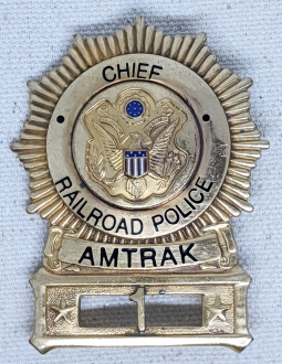 Rare 1970's AMTRAK Railroad Police Chief badge with Unique AMTRAK Seal