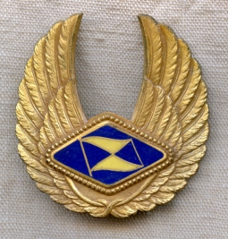 Ext Rare 1930's Goodyear Airship / Zeppelin Pilot Hat Badge by Whitehead & Hoag in Gilt Sterling