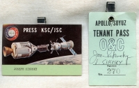 Rare Lot of 2 Apollo/Soyuz Space Station Mission Passes, One Tenant Pass & One Press Pass