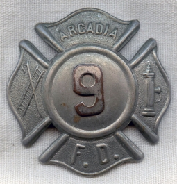 Rare Circa 1920s First Issue Arcadia, California Fire Badge