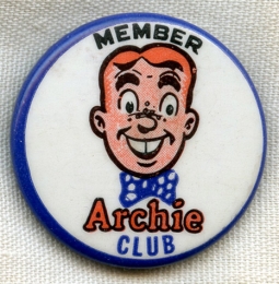 Large Vintage 1950s "Member Archie Club" Celluloid Badge