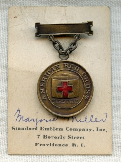 Scarce 1920s-1930s ARC First Aid Medal Awarded to Marjorie Miller on Original Card