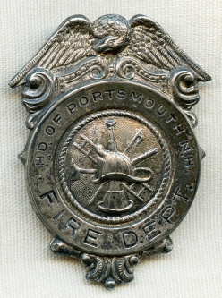 Extremely Rare WWII US Army Harbor Defense of Portsmouth, NH Fire Dept. Badge