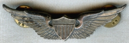 Late 1950s US Army Pilot Wing in Sterling Silver by Coro (Marked C12)
