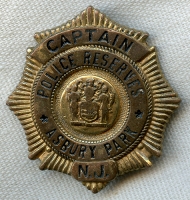 Nice Old 1930's-40's Asburg Park, NJ Police Reserve Captain Wallet or Lapel Badge