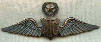 Very Rare, Near Mint WWII Civilian Air Transport Command Supervisor Pilot Wing