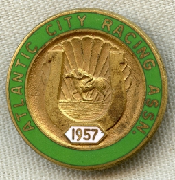 Numbered 1957 Atlantic City Racing Association Member Badge by Whitehead & Hoag
