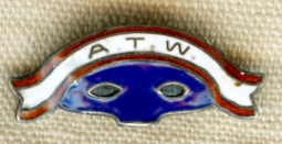Rare WWII American Theatre Wing Coller Badge/Lapel Pin in enameled Sterling