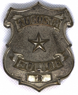 Great Old, Ca 1890s Augusta, Maine Police Badge #8 State Capital