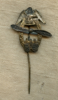 Ext Rare WWI Austrian Pilot School Graduate Stick Pin 1917