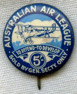 Great Circa 1935 Australian Air League (AAL) Celluloid Donation Pin