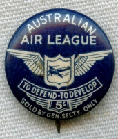 Great Late 1930s Australian Air League (AAL) Celluloid Donation Pin