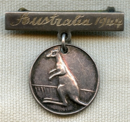 Cool WWII Australia 1944 US GI Souvenir Pin with Kangaroo Pendant