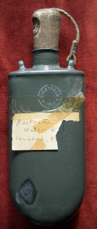 WWI Austrian Canteen Dated 1917 with Field-Modified Stopper & Label Remnant
