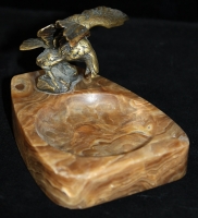 Austrian Cold Painted Bronze Eagle & Marble Cufflink Tray