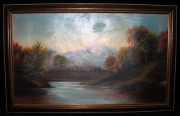 Mid-Late 19th C. Oil on Canvas Autumn Adirondack Scene, Likely Saranac 6