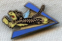 Ext. Rare Early WWII Small Size AVG Flying Tiger Pin Originally Owned by Crew Chief Robert A. Smith