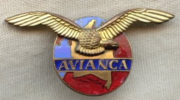 Circa Early 1940s Avianca Colombian Airline - Affiliate of Pan Am PAA Pilot Hat Badge